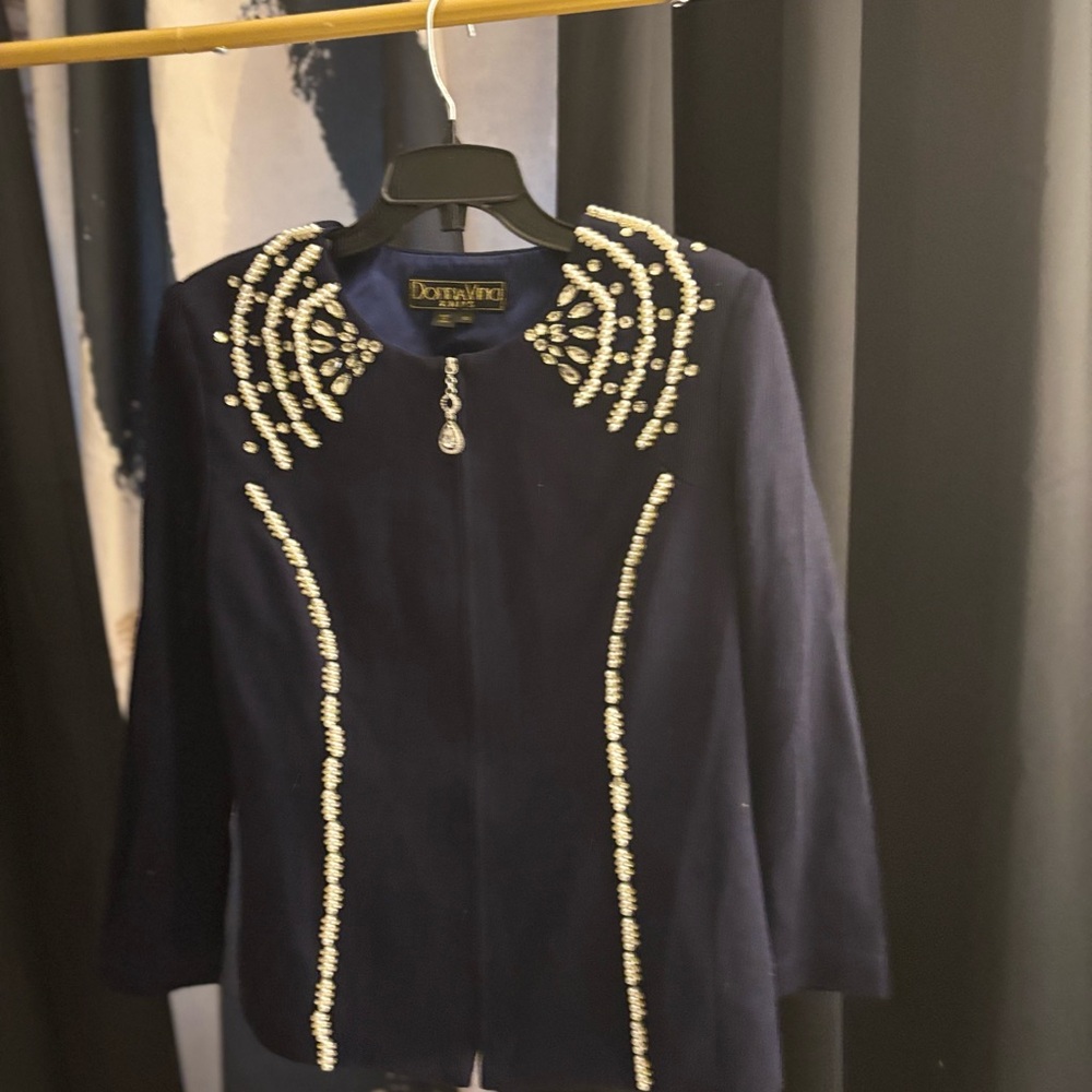 Elegant Navy Beaded Jacket